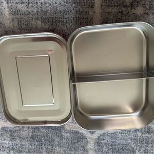 Stainless Steel Two-Compartment Storage Tin - Silver